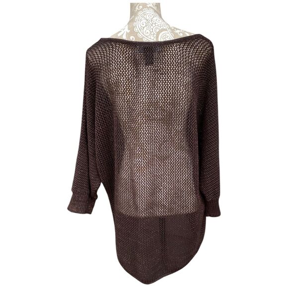 Ashley Steward Plus Sz 22/24 Brown Bronze Metallic Open Knit Pullover Lagenlook - Picture 4 of 10